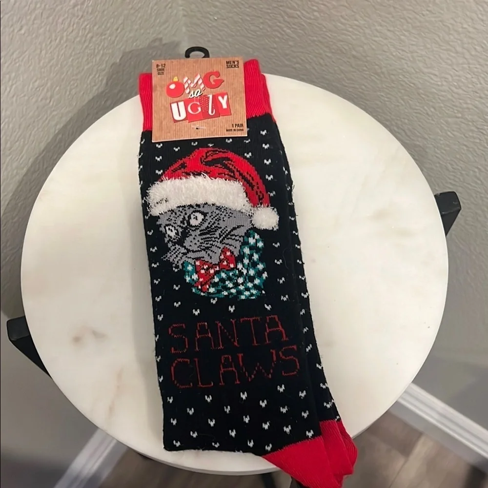 Santa Claws Black and Red Socks